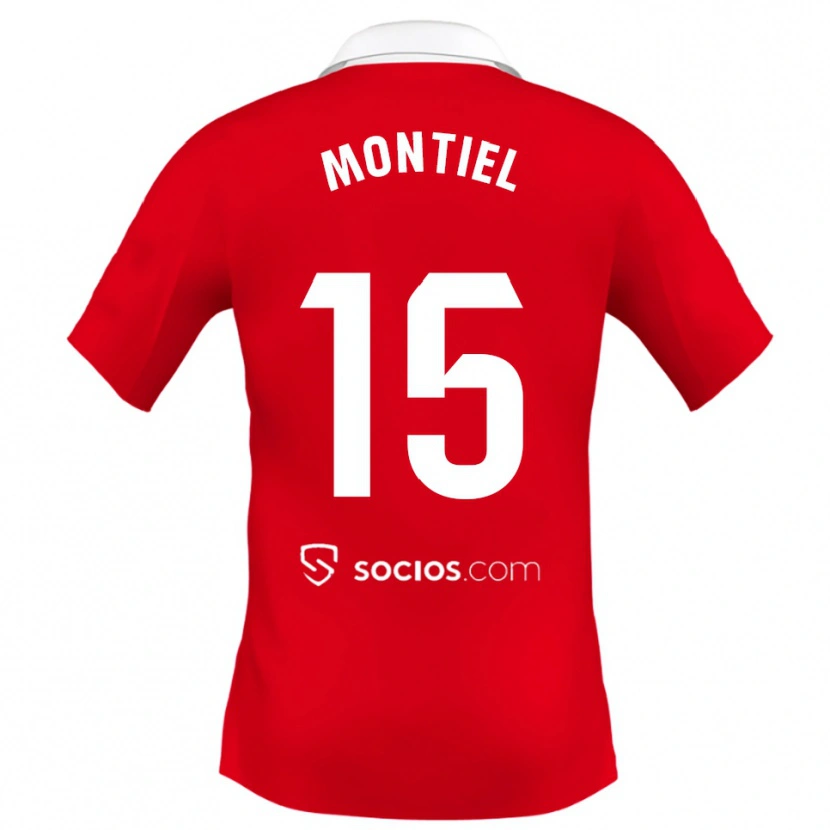 Danxen Uomo Maglia Gonzalo Montiel #15 Rosso Bianco Grigio Kit Gara Away 2025/26 Maglietta