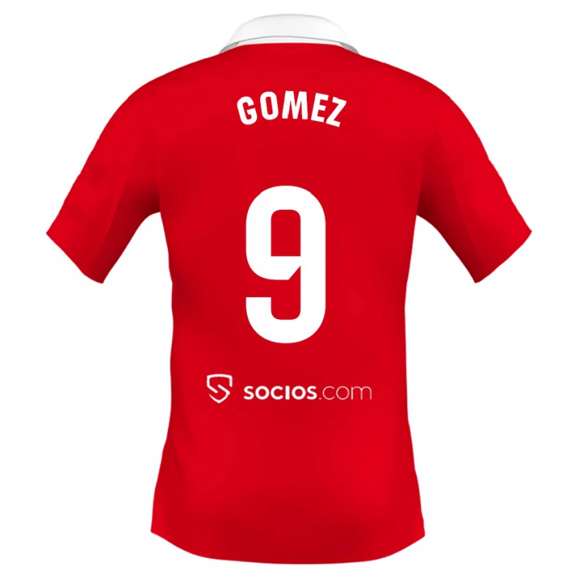 Danxen Uomo Maglia Raúl Gómez #9 Rosso Bianco Grigio Kit Gara Away 2025/26 Maglietta