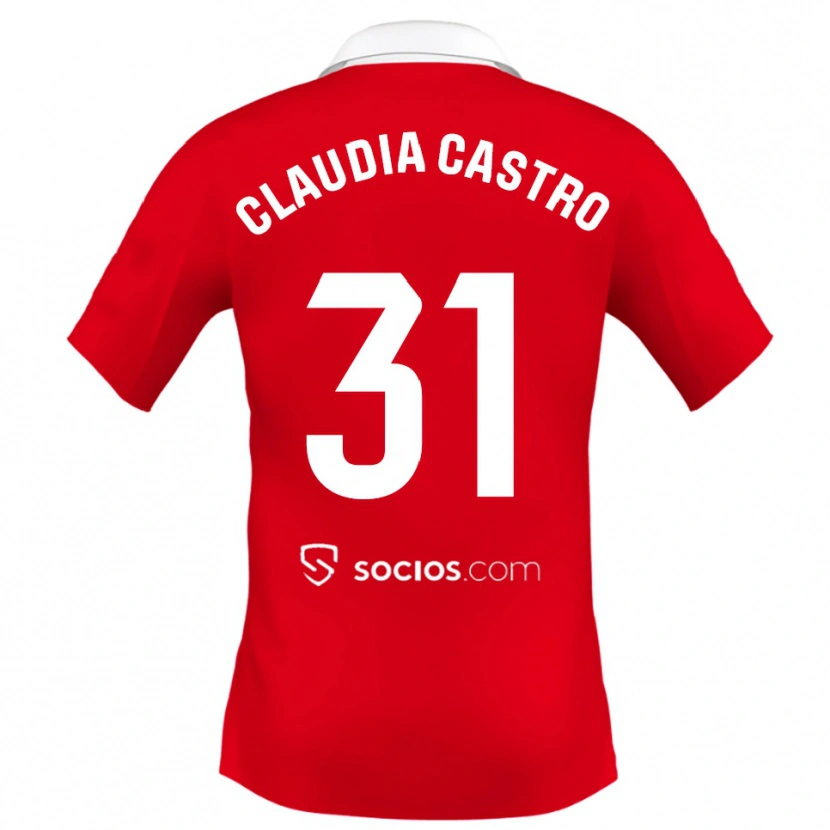 Danxen Uomo Maglia Claudia Castro Romero #31 Rosso Bianco Grigio Kit Gara Away 2025/26 Maglietta