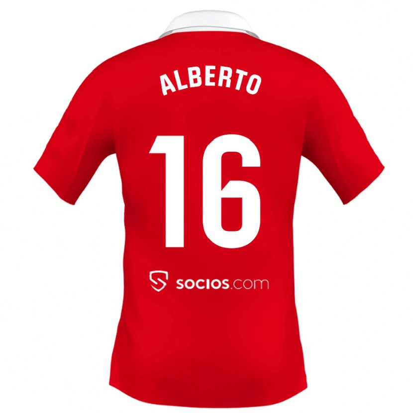 Danxen Uomo Maglia Alberto González #16 Rosso Bianco Grigio Kit Gara Away 2025/26 Maglietta
