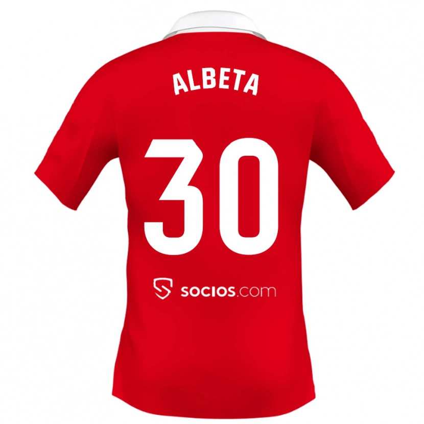 Danxen Uomo Maglia Alba María López Montiel #30 Rosso Bianco Grigio Kit Gara Away 2025/26 Maglietta