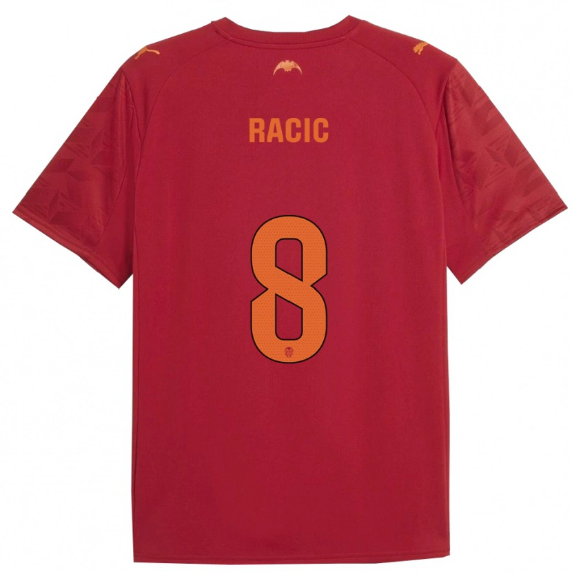 Danxen Uomo Maglia Uros Racic #8 Rosso Arancione Kit Gara Away 2025/26 Maglietta