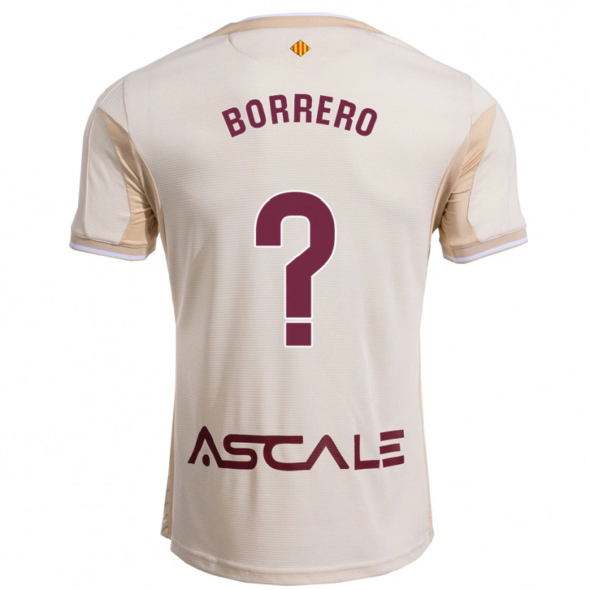 Danxen Uomo Maglia Juanma Borrero #0 Bianco Sporco Borgogna Kit Gara Away 2025/26 Maglietta