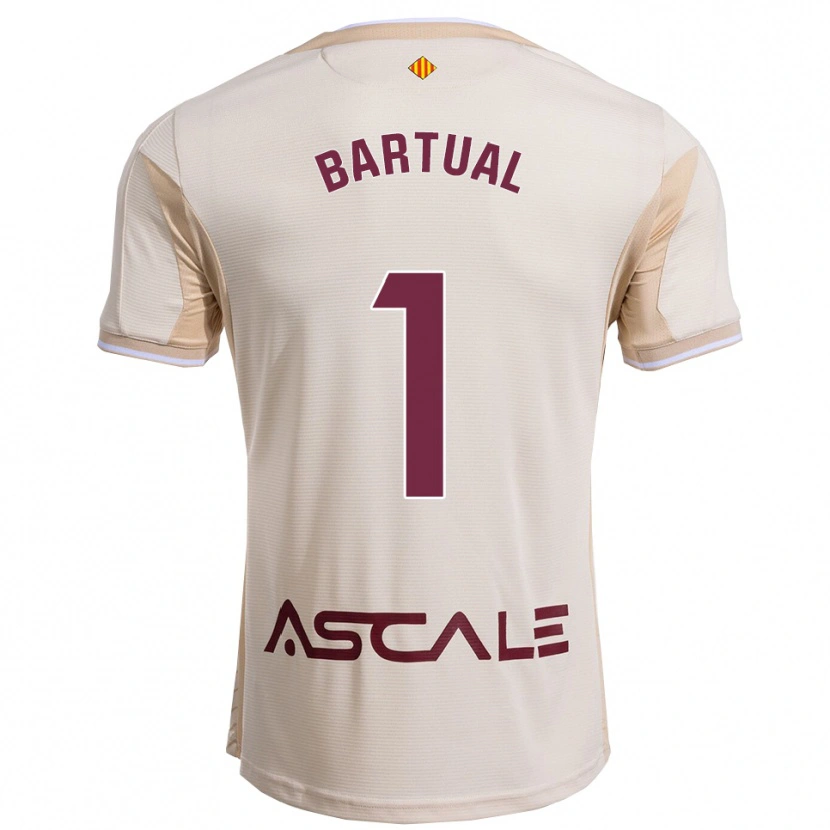Danxen Uomo Maglia Kike Bartual #1 Bianco Sporco Borgogna Kit Gara Away 2025/26 Maglietta