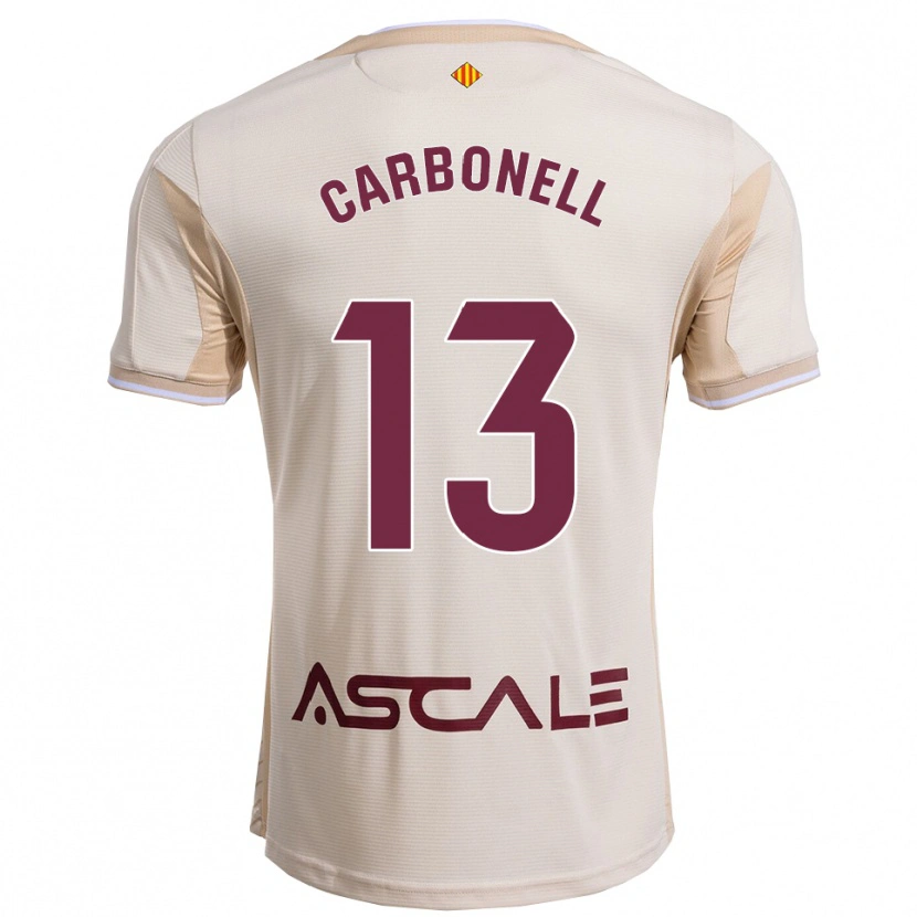 Danxen Uomo Maglia Carmen Carbonell #13 Bianco Sporco Borgogna Kit Gara Away 2025/26 Maglietta