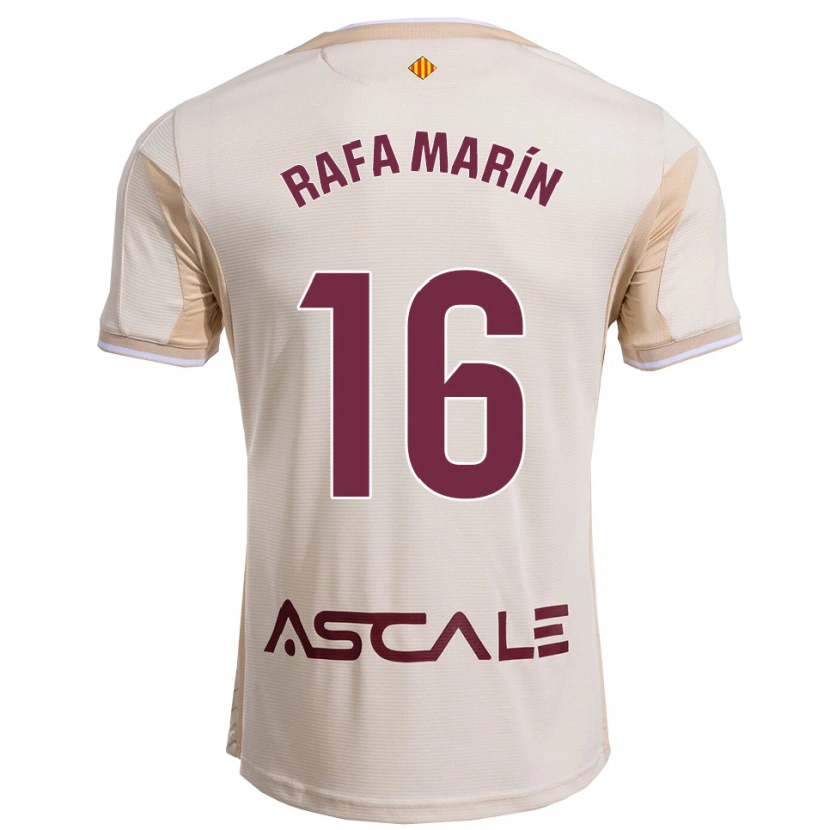 Danxen Uomo Maglia Rafa Marín #16 Bianco Sporco Borgogna Kit Gara Away 2025/26 Maglietta