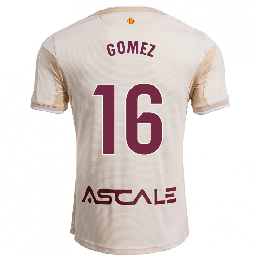 Danxen Uomo Maglia Queralt Gómez #16 Bianco Sporco Borgogna Kit Gara Away 2025/26 Maglietta