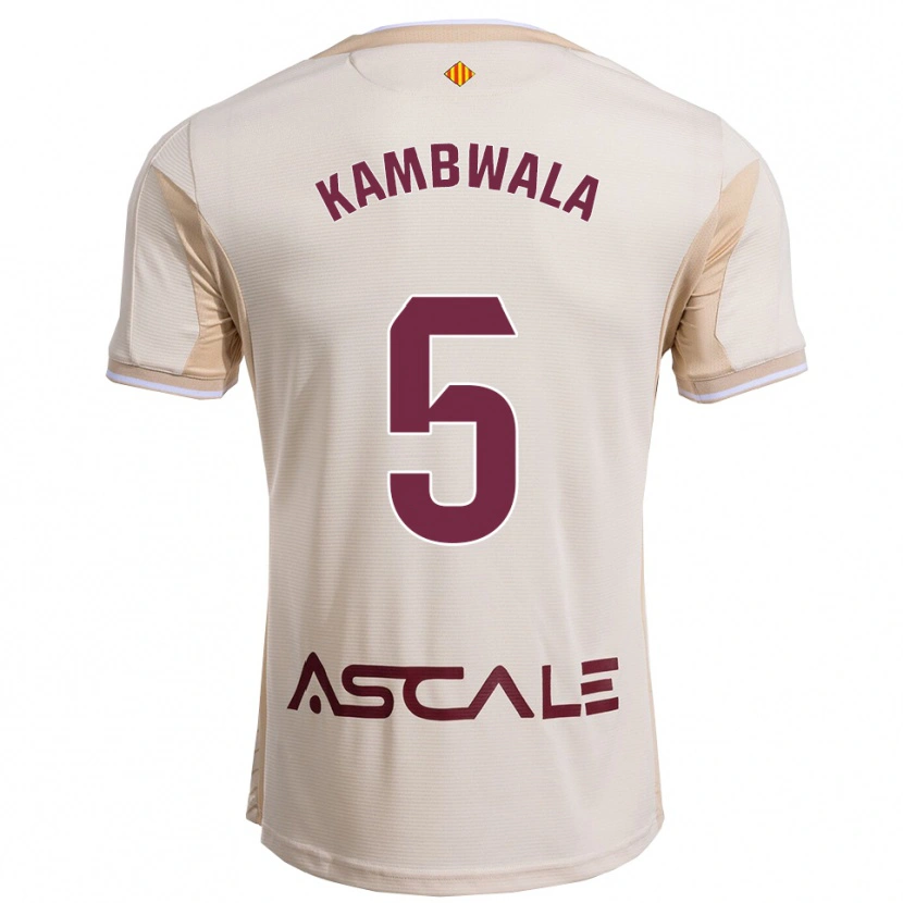 Danxen Uomo Maglia Willy Kambwala #5 Bianco Sporco Borgogna Kit Gara Away 2025/26 Maglietta