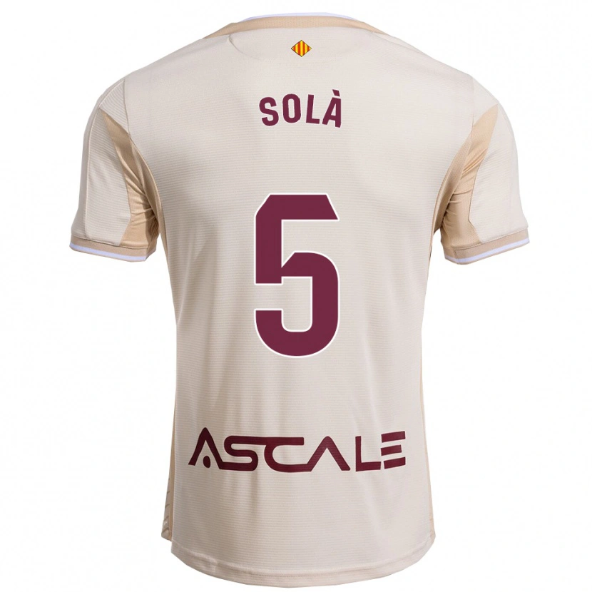 Danxen Uomo Maglia Arnau Solà #5 Bianco Sporco Borgogna Kit Gara Away 2025/26 Maglietta