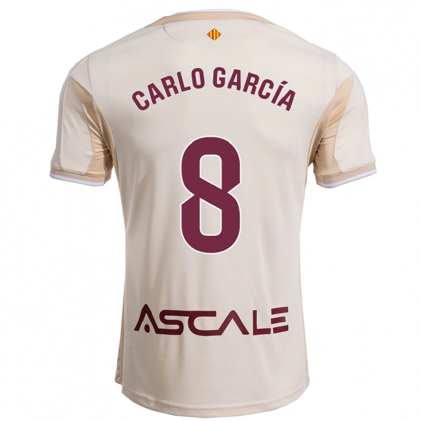 Danxen Uomo Maglia Carlo García #8 Bianco Sporco Borgogna Kit Gara Away 2025/26 Maglietta
