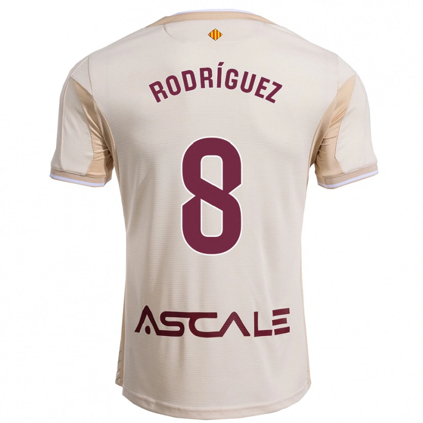 Danxen Uomo Maglia Unai Rodríguez #8 Bianco Sporco Borgogna Kit Gara Away 2025/26 Maglietta