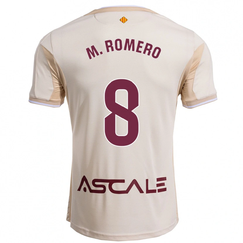 Danxen Uomo Maglia María Romero Catalan #8 Bianco Sporco Borgogna Kit Gara Away 2025/26 Maglietta