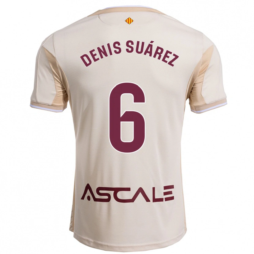 Danxen Uomo Maglia Denis Suárez #6 Bianco Sporco Borgogna Kit Gara Away 2025/26 Maglietta