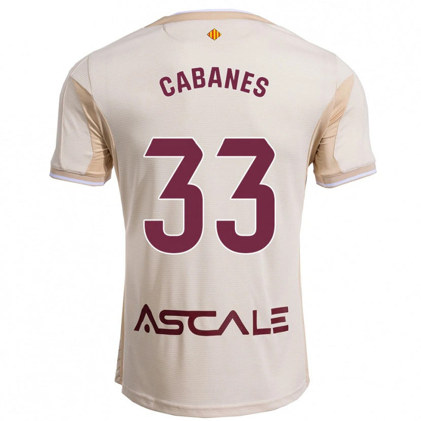 Danxen Uomo Maglia Pau Cabanes #33 Bianco Sporco Borgogna Kit Gara Away 2025/26 Maglietta