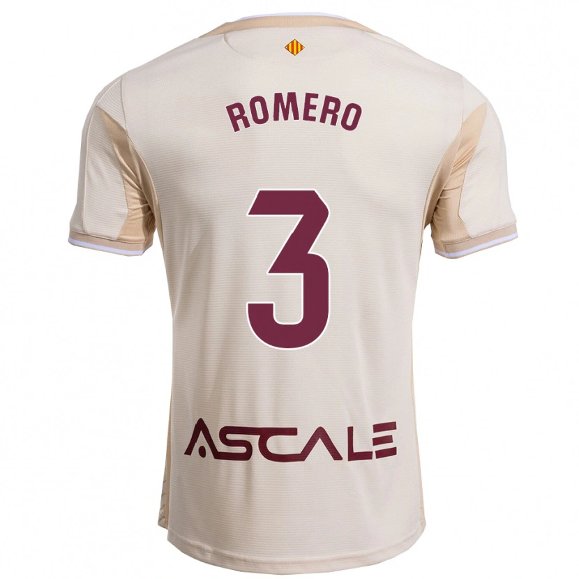 Danxen Uomo Maglia Cristo Romero #3 Bianco Sporco Borgogna Kit Gara Away 2025/26 Maglietta