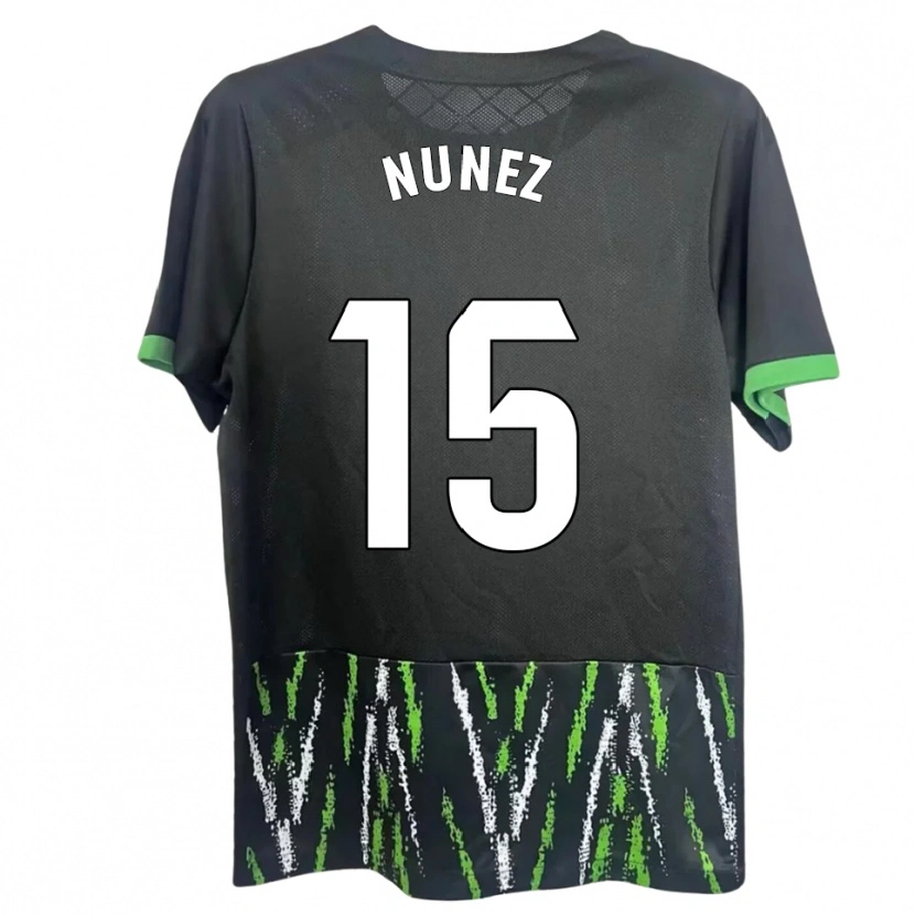 Danxen Uomo Maglia Álvaro Núñez #15 Nero Verde Kit Gara Away 2025/26 Maglietta