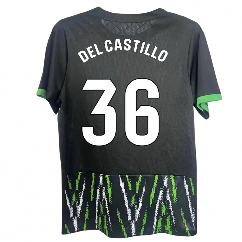 Danxen Uomo Maglia Gonzalo Del Castillo #36 Nero Verde Kit Gara Away 2025/26 Maglietta