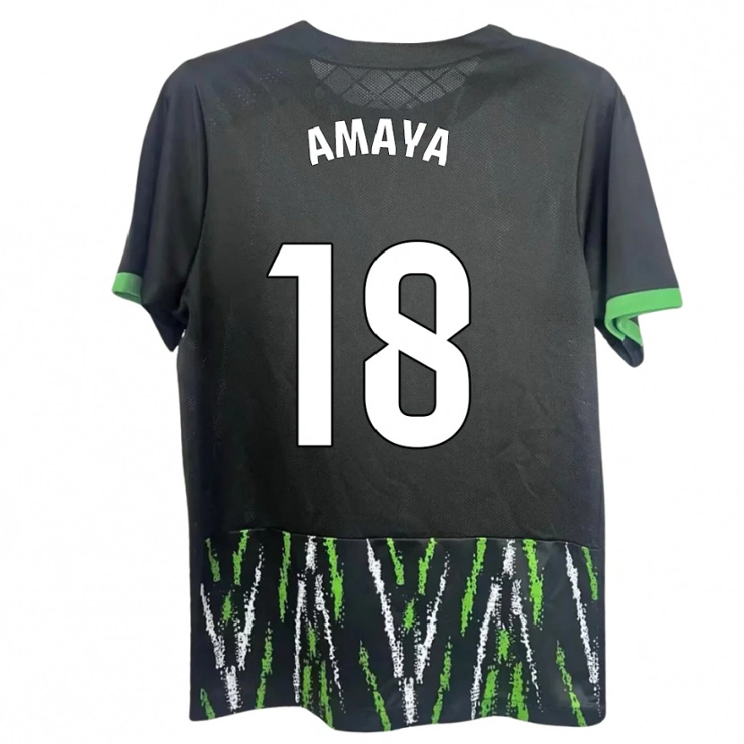 Danxen Uomo Maglia María Amaya #18 Nero Verde Kit Gara Away 2025/26 Maglietta