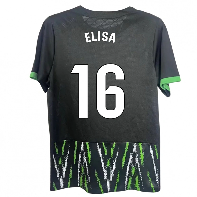Danxen Uomo Maglia Elisa Tomé #16 Nero Verde Kit Gara Away 2025/26 Maglietta