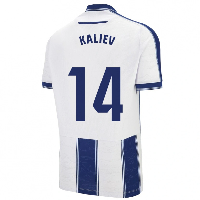 Danxen Uomo Maglia Shyngys Kaliev #14 Blu Scuro Bianco Kit Gara Away 2025/26 Maglietta