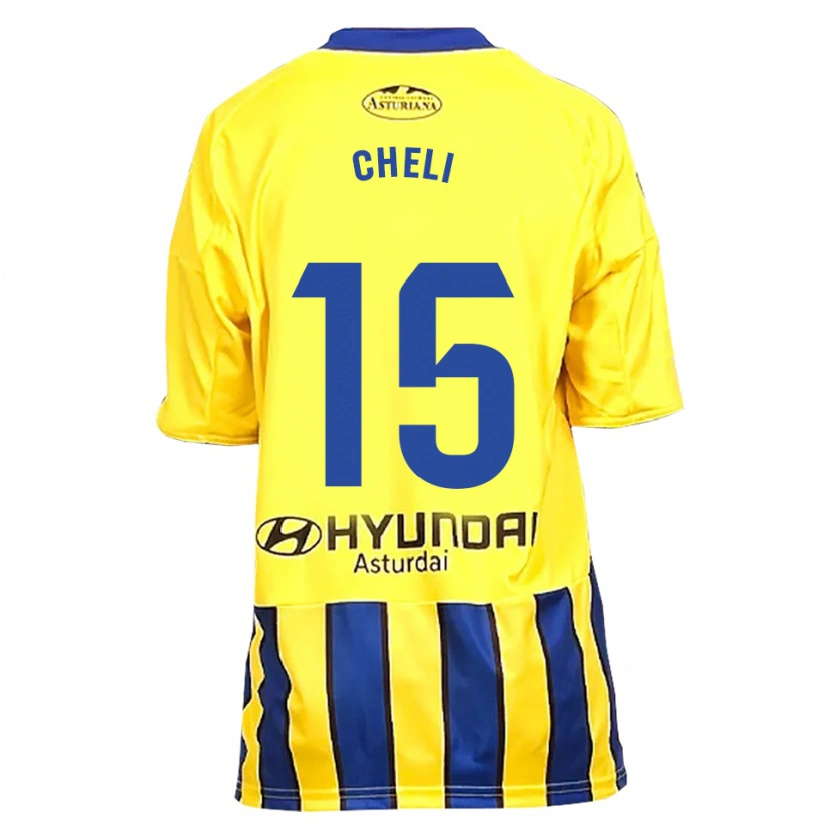 Danxen Uomo Maglia Cheli #15 Giallo Blu Kit Gara Away 2025/26 Maglietta