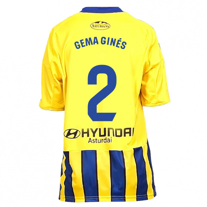 Danxen Uomo Maglia Gema Ginés #2 Giallo Blu Kit Gara Away 2025/26 Maglietta