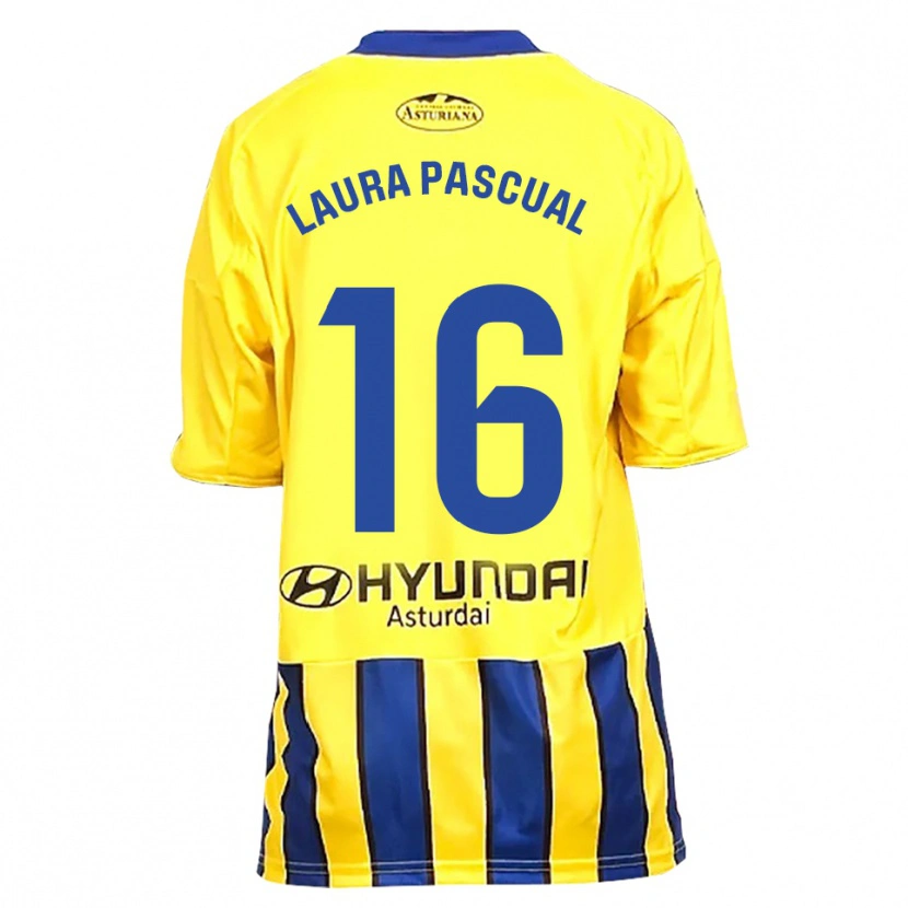 Danxen Uomo Maglia Laura Pascual #16 Giallo Blu Kit Gara Away 2025/26 Maglietta