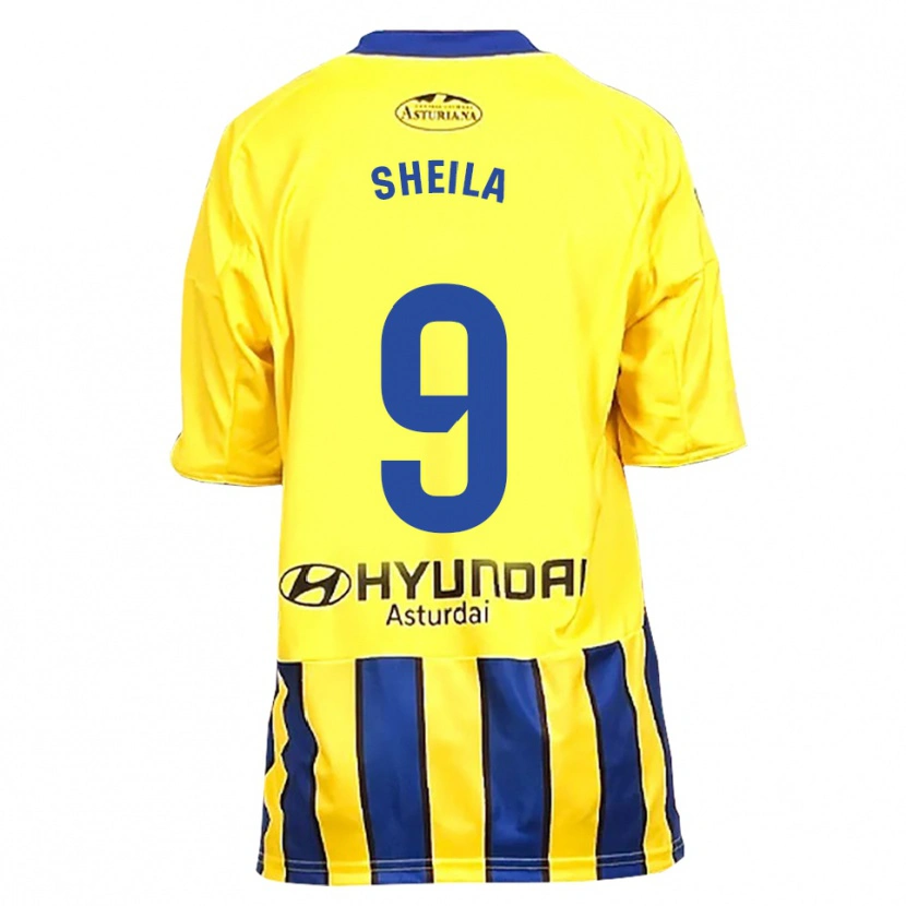 Danxen Uomo Maglia Sheila Elorza Hernández #9 Giallo Blu Kit Gara Away 2025/26 Maglietta