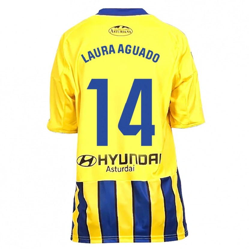 Danxen Uomo Maglia Laura Aguado #14 Giallo Blu Kit Gara Away 2025/26 Maglietta