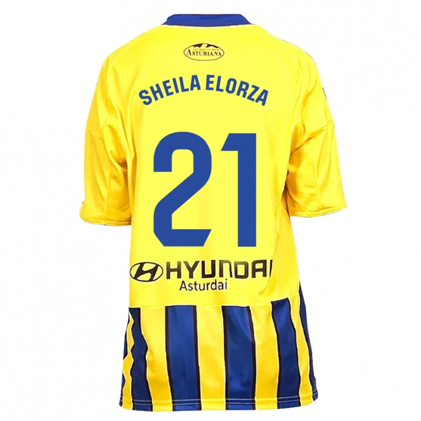 Danxen Uomo Maglia Sheila Elorza #21 Giallo Blu Kit Gara Away 2025/26 Maglietta