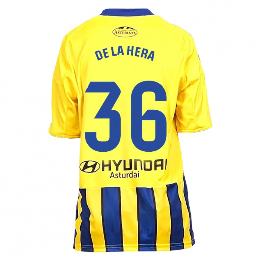 Danxen Uomo Maglia Óscar De La Hera #36 Giallo Blu Kit Gara Away 2025/26 Maglietta