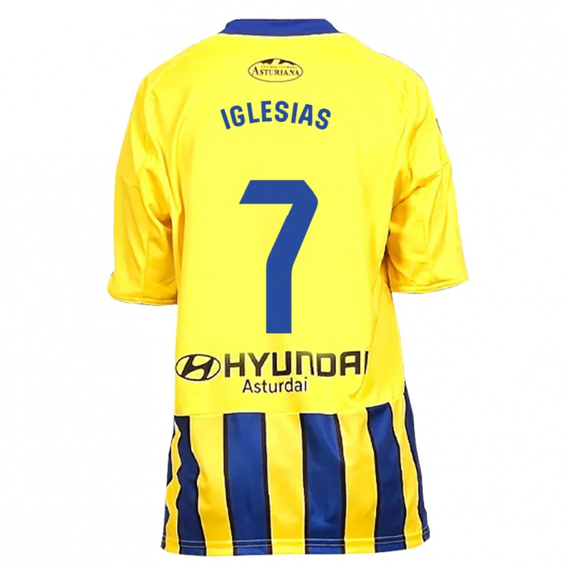 Danxen Uomo Maglia María Iglesias Orviz #7 Giallo Blu Kit Gara Away 2025/26 Maglietta