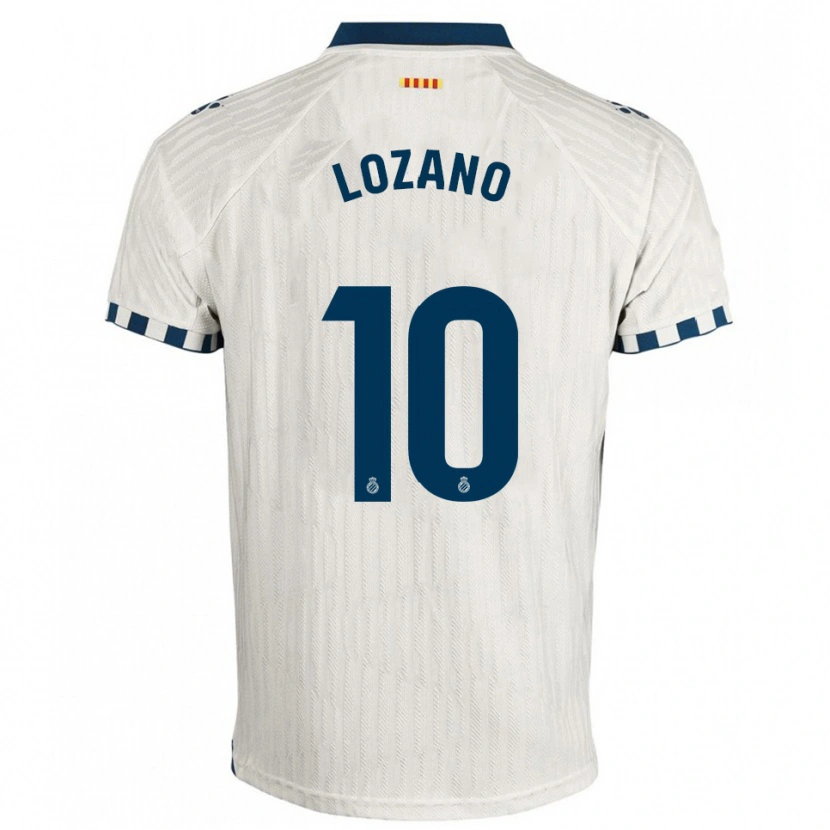 Danxen Uomo Maglia Pol Lozano #10 Bianco Blu Kit Gara Away 2025/26 Maglietta