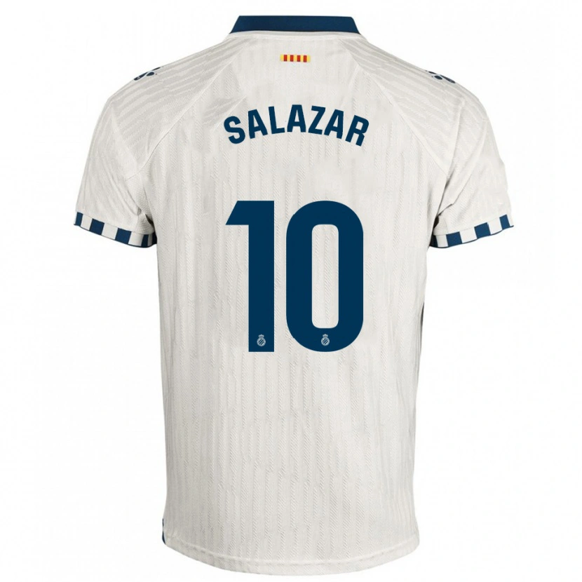Danxen Uomo Maglia Leo Salazar #10 Bianco Blu Kit Gara Away 2025/26 Maglietta