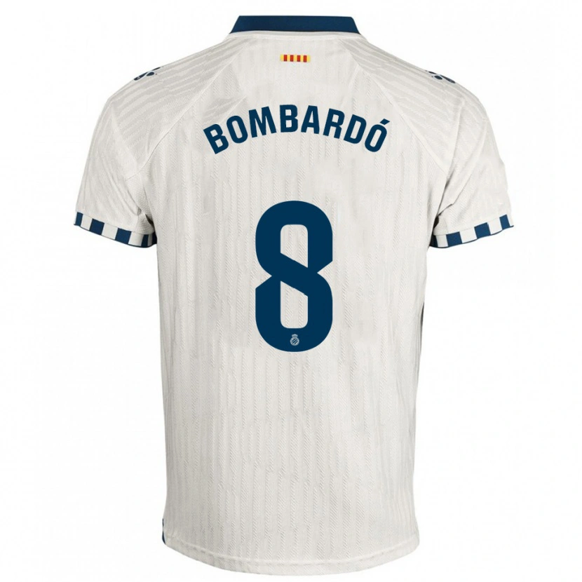 Danxen Uomo Maglia Alex Bombardó #8 Bianco Blu Kit Gara Away 2025/26 Maglietta