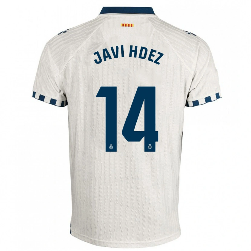 Danxen Uomo Maglia Javi Hernández #14 Bianco Blu Kit Gara Away 2025/26 Maglietta