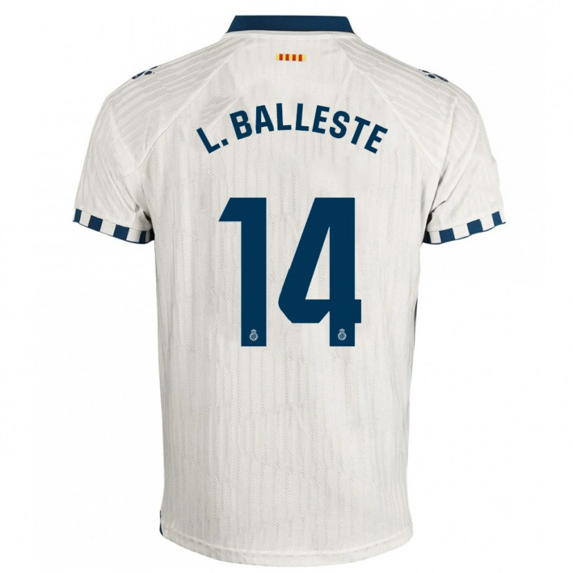 Danxen Uomo Maglia Laia Balleste Sciora #14 Bianco Blu Kit Gara Away 2025/26 Maglietta