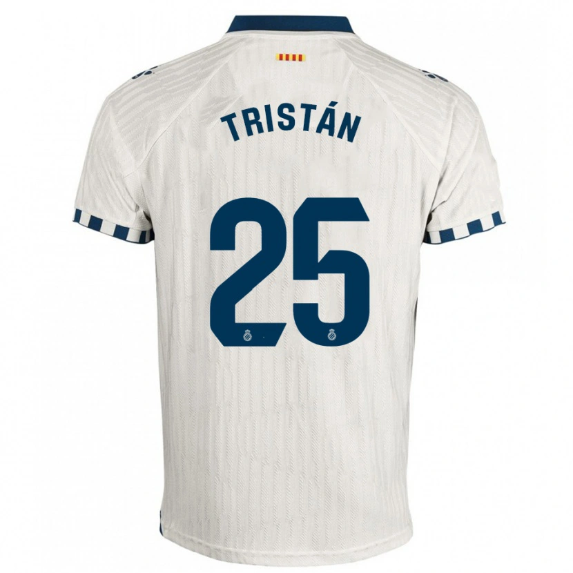 Danxen Uomo Maglia Pol Tristán #25 Bianco Blu Kit Gara Away 2025/26 Maglietta