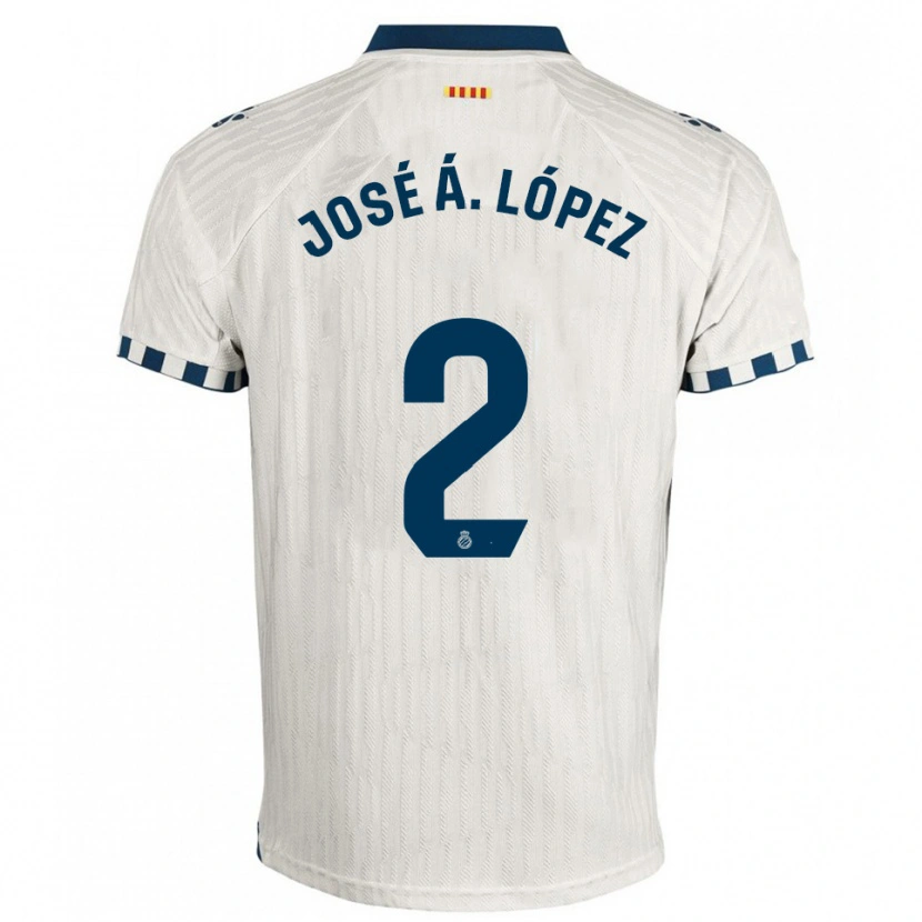 Danxen Uomo Maglia José Ángel López #2 Bianco Blu Kit Gara Away 2025/26 Maglietta