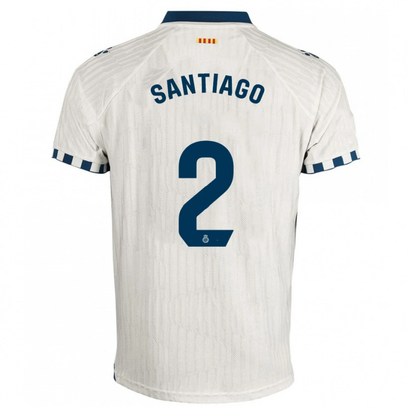 Danxen Uomo Maglia David Santiago #2 Bianco Blu Kit Gara Away 2025/26 Maglietta