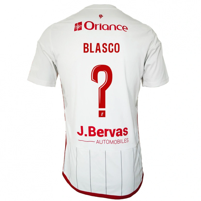 Danxen Uomo Maglia Luna Blasco #0 Bianco Rosso Kit Gara Away 2025/26 Maglietta
