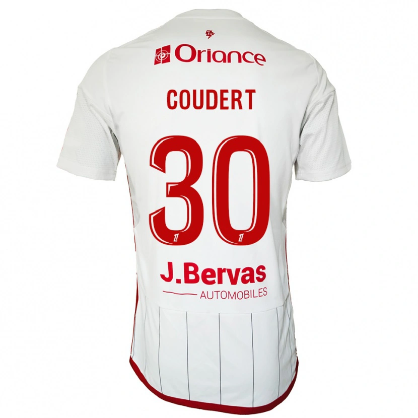 Danxen Uomo Maglia Grégoire Coudert #30 Bianco Rosso Kit Gara Away 2025/26 Maglietta