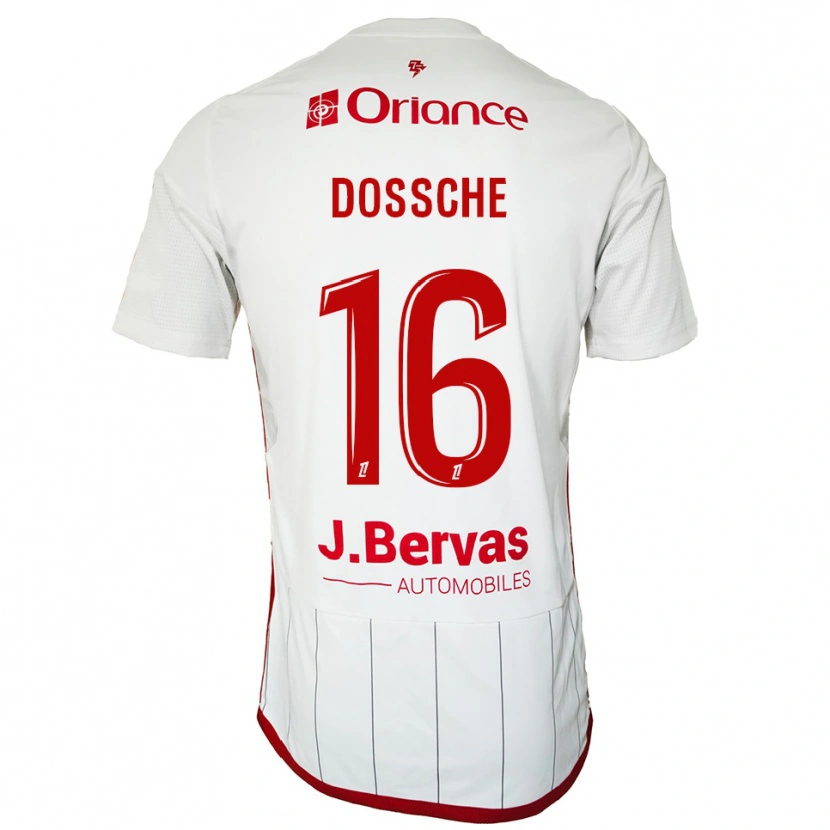 Danxen Uomo Maglia Marvin Dossche #16 Bianco Rosso Kit Gara Away 2025/26 Maglietta