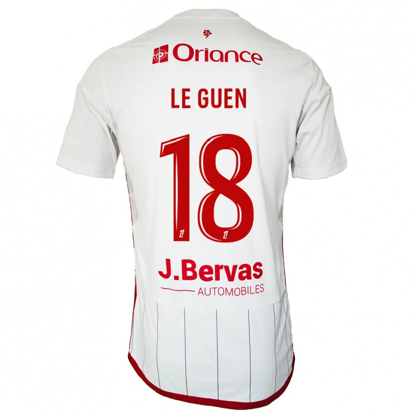 Danxen Uomo Maglia Raphaël Le Guen #18 Bianco Rosso Kit Gara Away 2025/26 Maglietta
