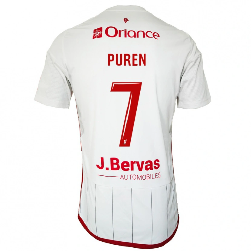 Danxen Uomo Maglia Matthieu Puren #7 Bianco Rosso Kit Gara Away 2025/26 Maglietta