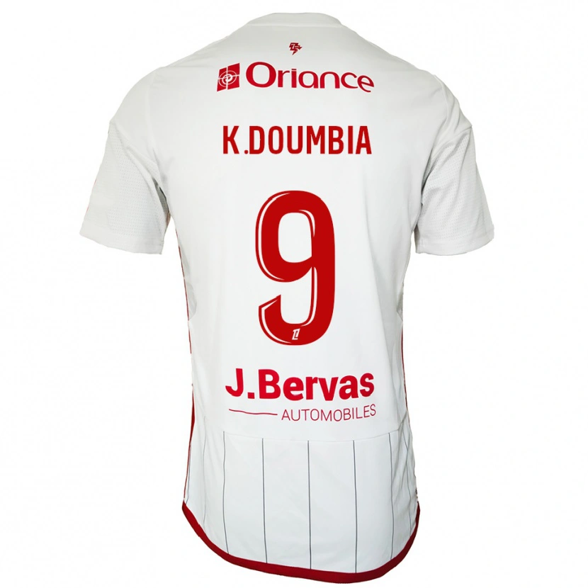 Danxen Uomo Maglia Kamory Doumbia #9 Bianco Rosso Kit Gara Away 2025/26 Maglietta