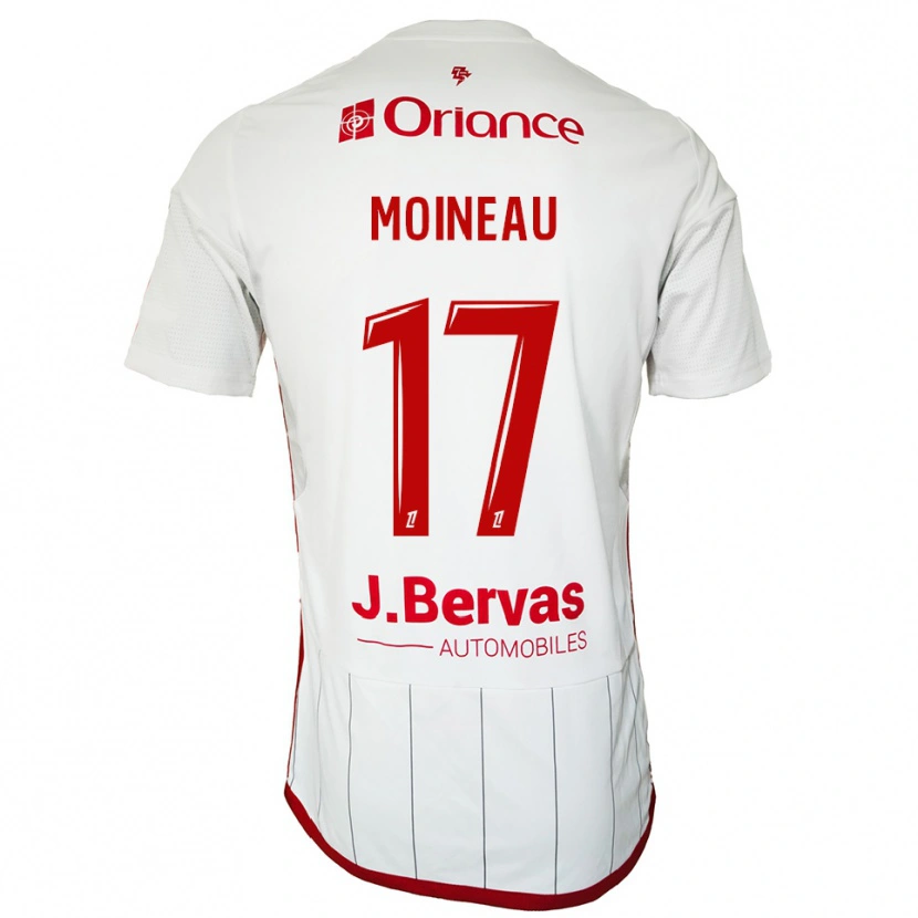 Danxen Uomo Maglia Nathan Moineau #17 Bianco Rosso Kit Gara Away 2025/26 Maglietta