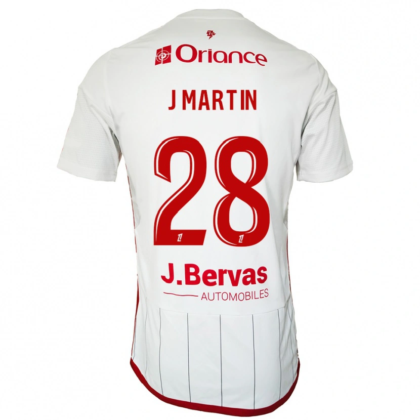 Danxen Uomo Maglia Jonas Martin #28 Bianco Rosso Kit Gara Away 2025/26 Maglietta