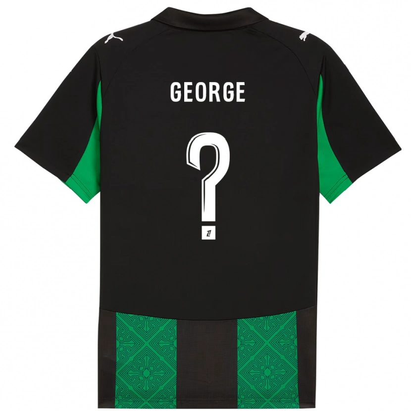 Danxen Uomo Maglia Ryan George #0 Nero Verde Kit Gara Away 2025/26 Maglietta
