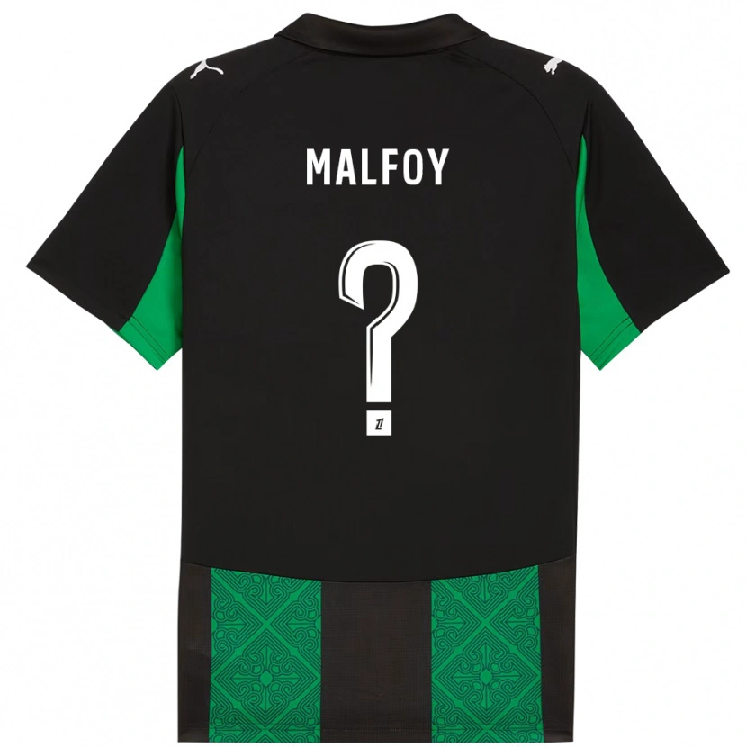 Danxen Uomo Maglia Lucas Malfoy #0 Nero Verde Kit Gara Away 2025/26 Maglietta